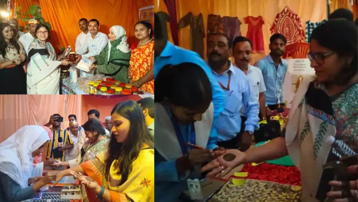 दीपावली से पहले गोंडा में सजा स्वदेशी मेला, महिलाओं ने लगाई मेहंदी